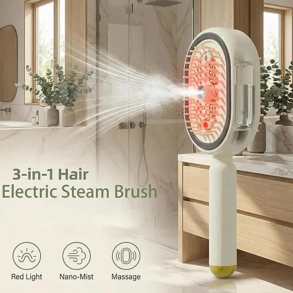 Rechargeable Hair Straightener Brush with Detangling Comb